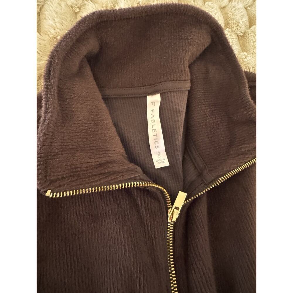 FABLETICS Cozy Cord Zip Jumpsuit Brown Solid Corduroy Women Size S - Picture 3 of 6